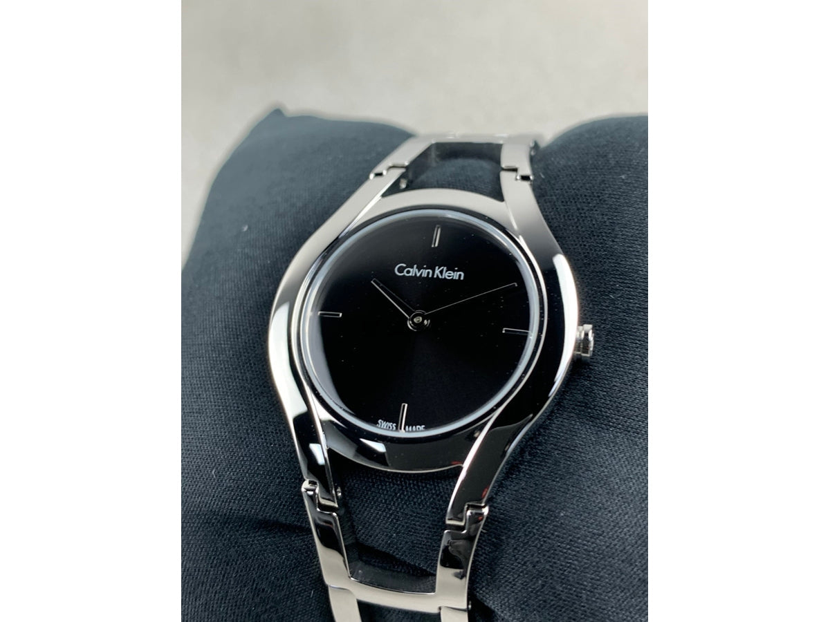 Calvin Klein Class Black Dial Silver Steel Strap Watch for Women - K6R23121