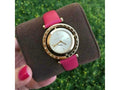 Michael Kors Averi Gold Dial Pink Leather Strap Watch for Women - MK2525