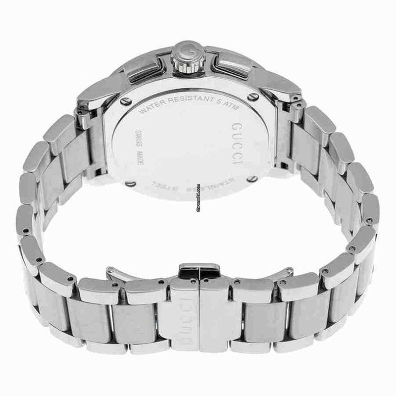 Gucci G Chrono Black Dial Silver Steel Strap Watch For Men - YA101204