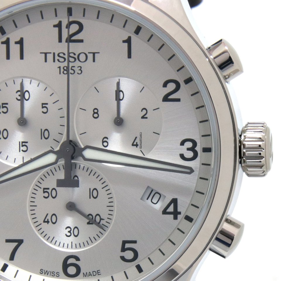 Tissot T Sport Chrono XL Classic Silver Dial Brown Leather Strap Watch For Men - T116.617.16.037.00
