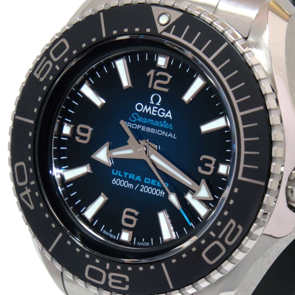 Omega Seamaster Planet Ocean 6000M Co Axial Master Chronometer Blue Dial Silver Steel Strap Watch for Men - 21530462103001