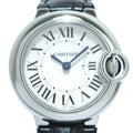 Cartier Ballon Bleu de Cartier Silver Dial Black Leather Strap Watch for Women - W69018Z4