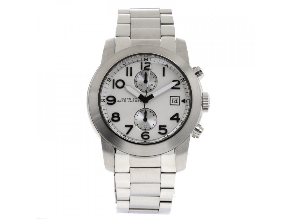 Marc Jacobs Larry Chronograph White Dial Silver Stainless Steel Strap Watch for Men - MBM5030