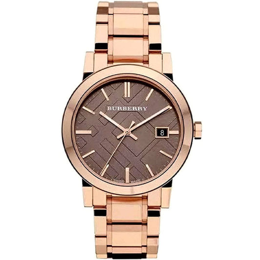 Burberry The City Brown Dial Rose Gold Steel Strap Watch for Women - BU9005