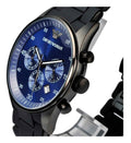 Emporio Armani Sportivo Chronograph Blue Dial Black Steel Strap Watch For Men - AR5921