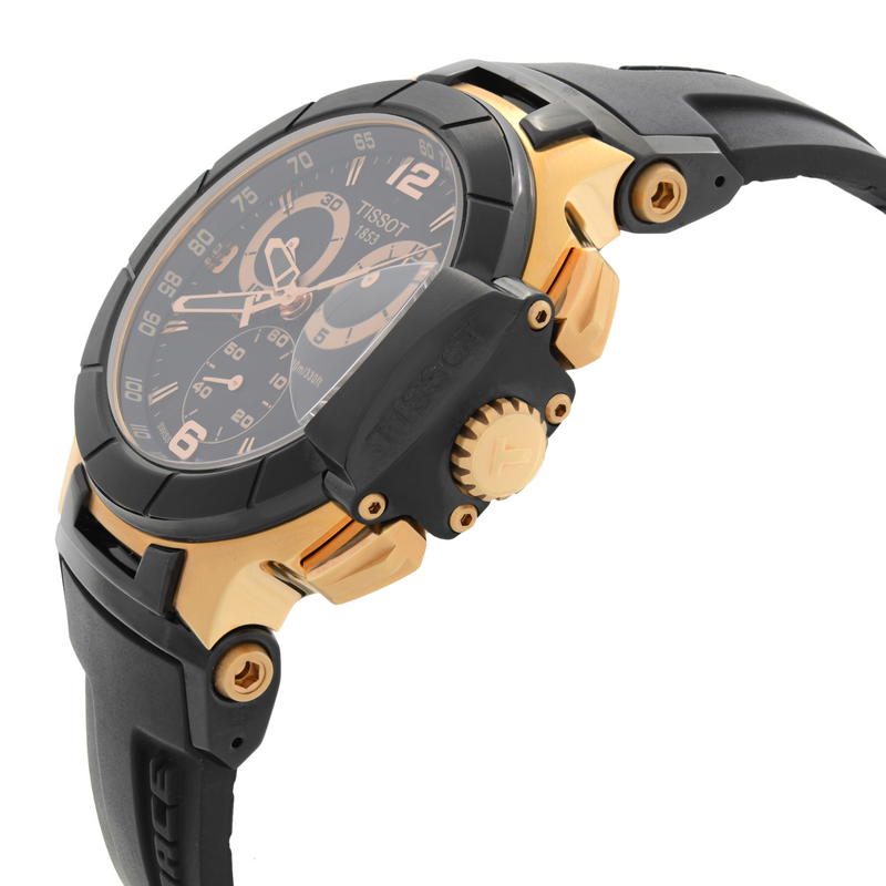 Tissot T Race Chronograph Automatic Black Dial Black Rubber Strap Watch for Men - T048.417.27.057.06