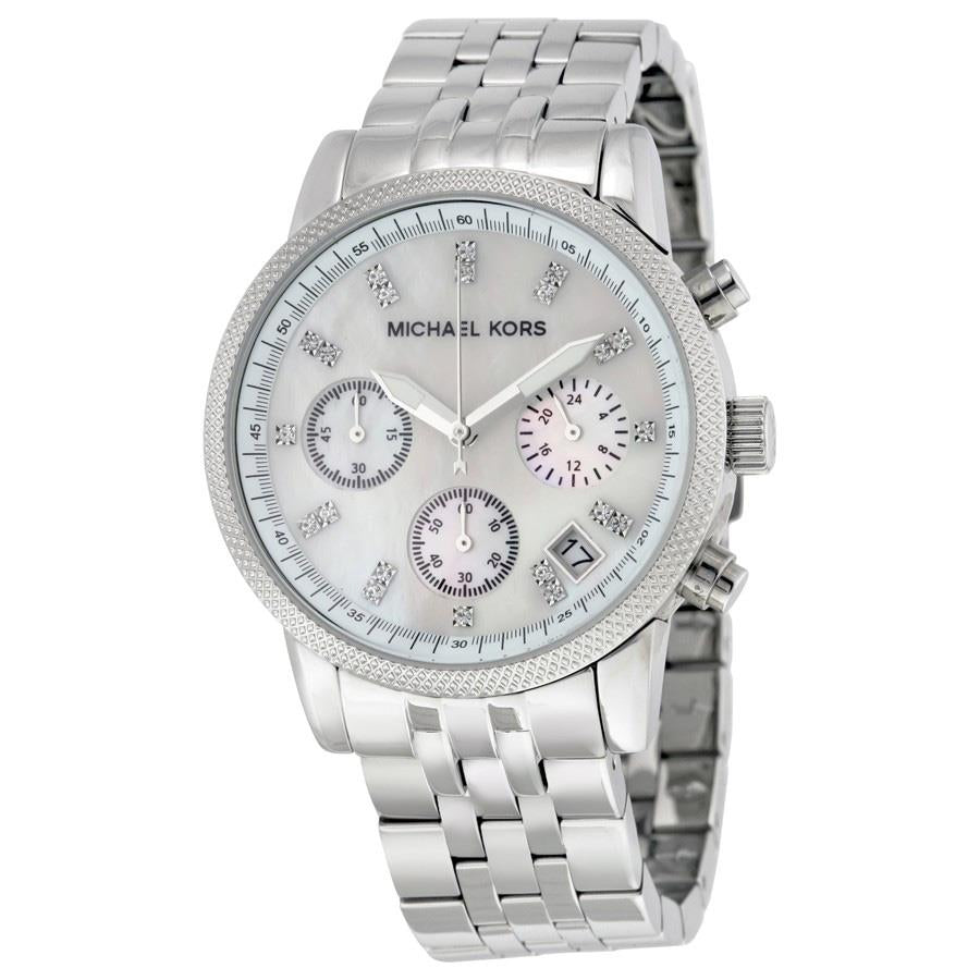 Michael Kors Ritz White Dial Silver Steel Strap Watch for Women - MK5020