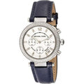 Michael Kors Parker White Dial Blue Leather Strap Watch for Women - MK2293