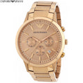 Emporio Armani Classic Chronograph Rose Gold Dial Rose Gold Steel Strap Watch For Men - AR2452
