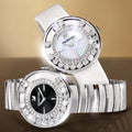 Swarovski Lovely Crystal Black Dial Silver Steel Strap Watch for Women - 1160305