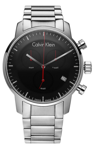 Calvin Klein City Chronograph Black Dial Silver Steel Strap Watch for Men - K2G27141