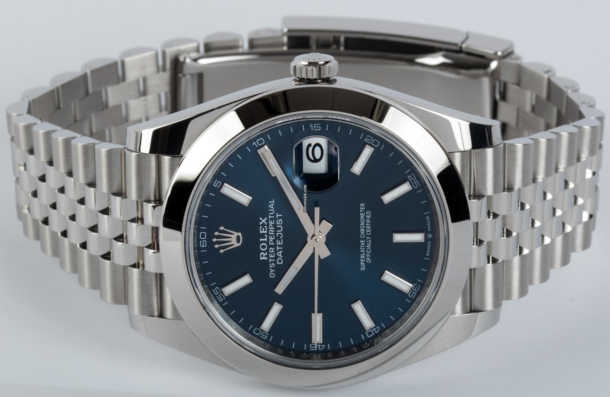 Rolex Datejust 41 Blue Dial Silver Steel Strap Watch for Men - M126300-0002
