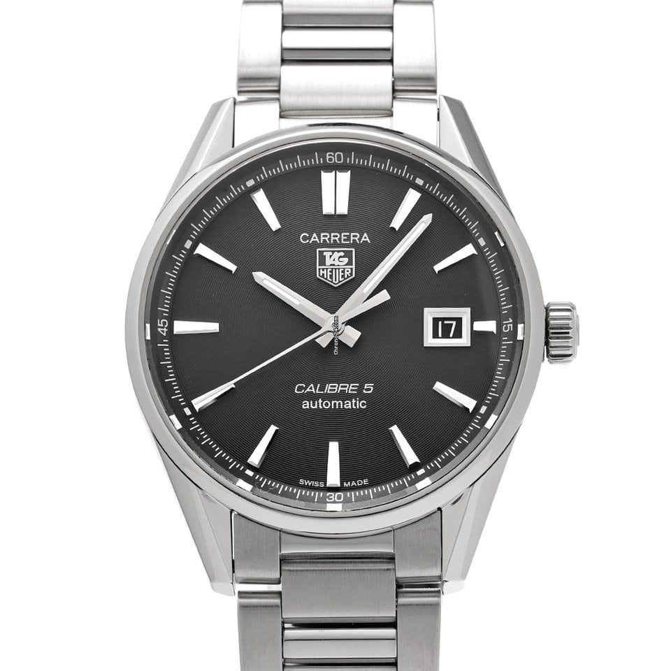 Tag Heuer Carrera Automatic Black Dial Silver Steel Strap Watch for Men - WAR211A.BA0782