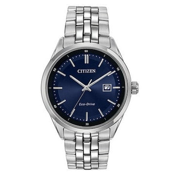 Citizen Eco Drive Blue Dial Silver Stainless Steel Watch For Men - BM7250-56L
