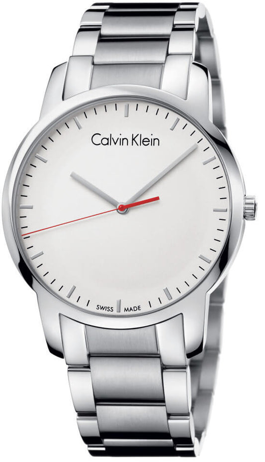 Calvin Klein City Quartz White Dial Silver Steel Strap Watch for Men - K2G2G1Z6