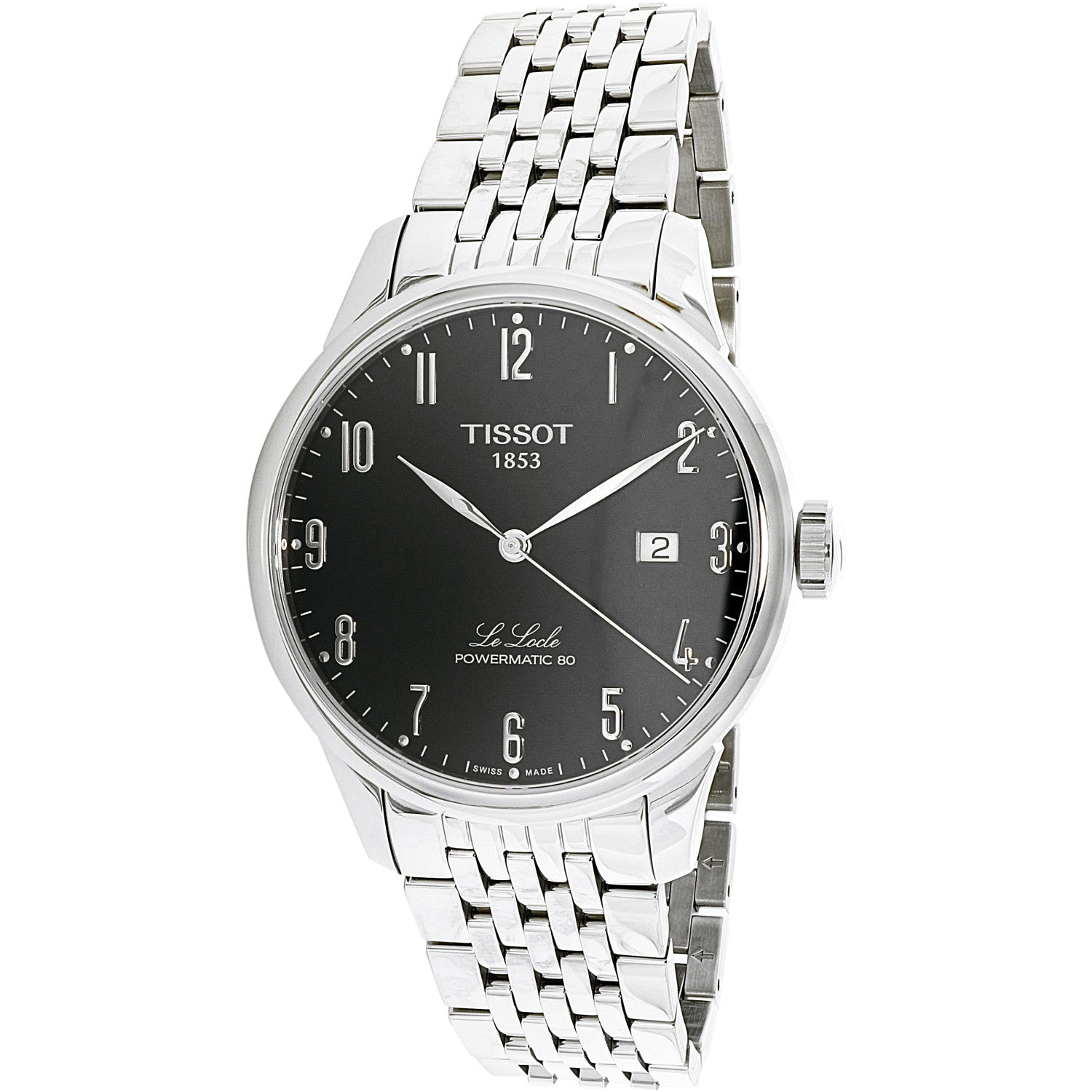Tissot Le Locle Powermatic 80 Black Arabic Dial 40mm Stainless Steel Watch For Men - T006.407.11.052.00