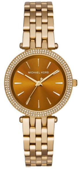 Michael Kors Darci Amber Dial Gold Steel Strap Watch for Women - MK3408