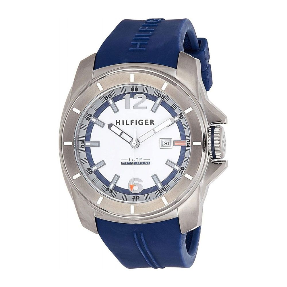 Tommy Hilfiger Windsurf White Dial Blue Rubber Strap Watch for Men - 1791113