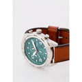 Fossil Bronson Chronograph Green Dial Brown Leather Strap Watch for Men - FS5738