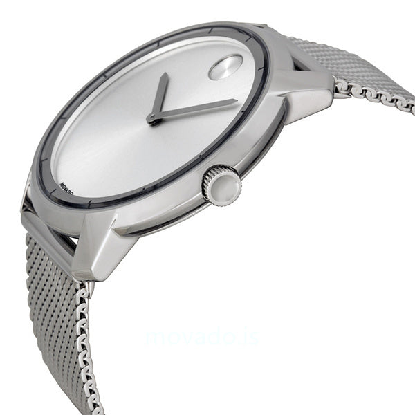 Movado Bold Silver Dial Silver Mesh Bracelet Watch For Men - 3600260
