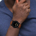 Movado Bold Black Dial Brown Leather Strap Watch For Men - 3600305