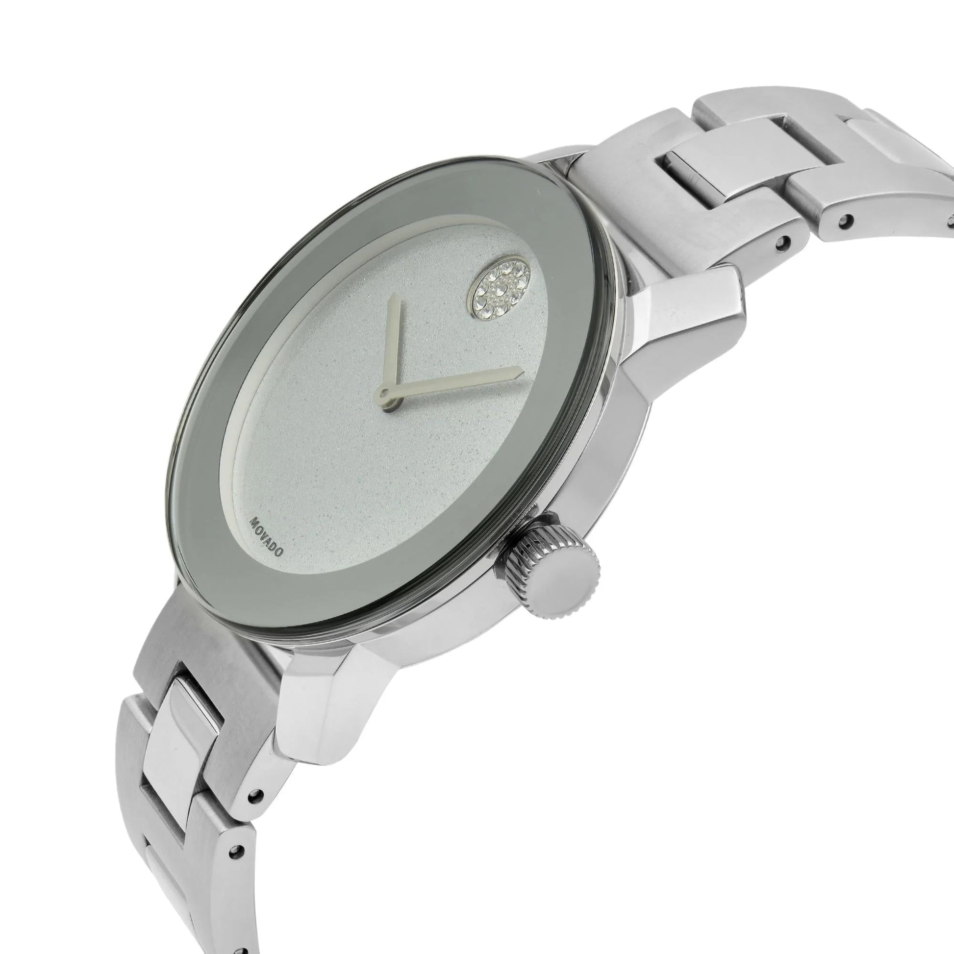 Movado Bold Crystal Dot Silver Dial Silver Steel Strap Watch For Women - 3600334