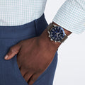 Movado Heritage Chronograph Blue Dial Brown Leather Strap Watch For Men - 3650061