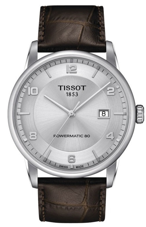 Tissot Luxury Powermatic 80 Silver Dial Brown Leather Strap Watch For Men - T086.407.16.037.00
