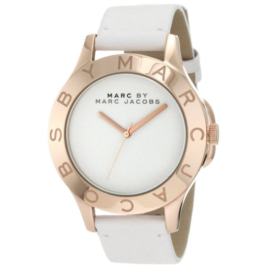 Marc Jacobs Blade White Dial White Leather Strap Watch for Women - MBM1201