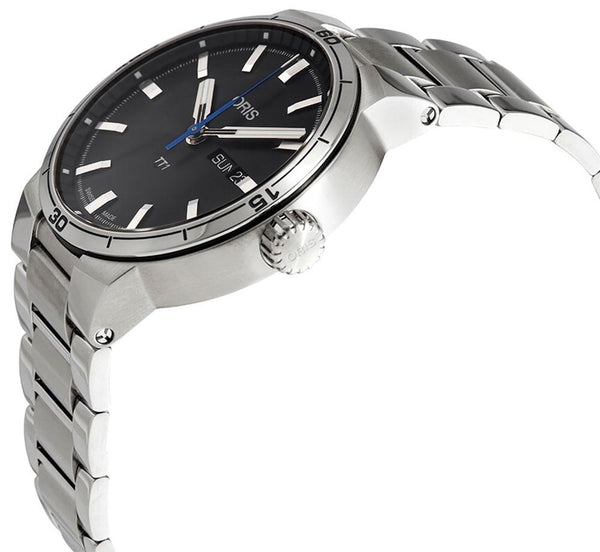 Oris TT1 Day Date Black Dial Silver Steel Strap Watch for Men - 0173577524154-0782408