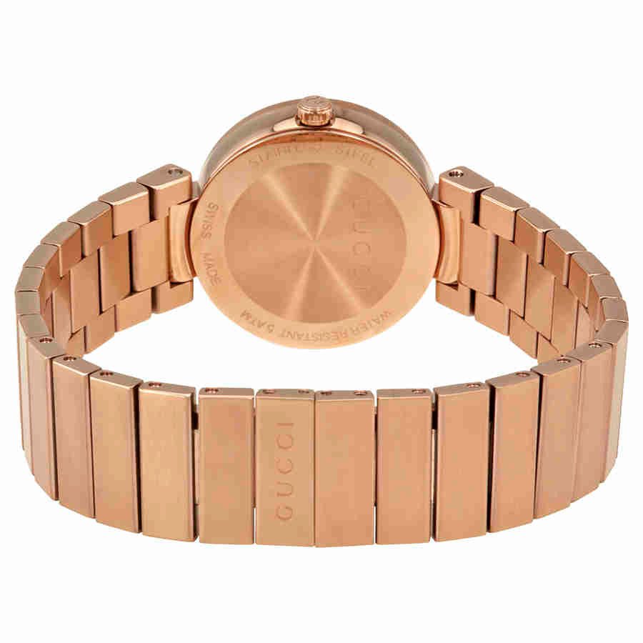Gucci G Interlocking Mother of Pearl Dial Rose Gold Steel Strap Watch For Women - YA133515