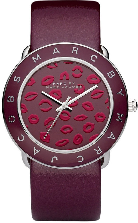 Marc Jacobs Amy Burgundy Dial Burgundy Leather Strap Watch for Women - MBM1162