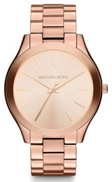 Michael Kors Slim Runway Rose Gold Dial Steel Strap Watch for Women - MK3513