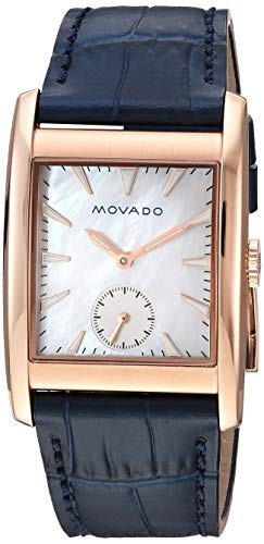 Movado Heritage White Mother of Pearl Dial Blue Leather Strap Watch For Women - 3650052