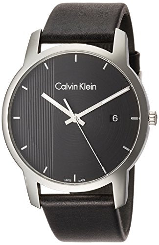 Calvin Klein City Quartz Black Dial Black Leather Strap Watch for Men - K2G2G1C1