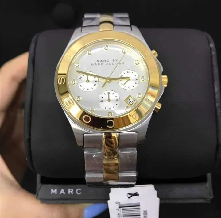 Marc Jacobs Blade Silver Dial Two Tone Stainless Steel Strap Watch for Women - MBM3177
