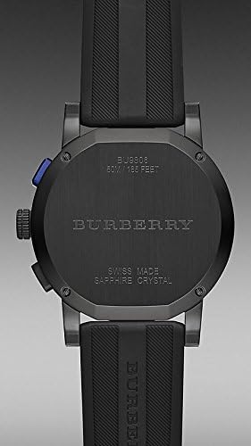 Burberry The City Chronograph Black Dial Black Rubber Strap Watch For Men - BU9806