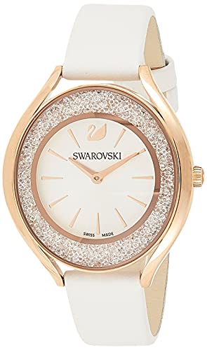 Swarovski Crystalline Aura Silver Dial White Leather Strap Watch for Women - 5519453