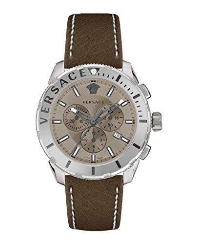 Versace Casual Chronograph Grey Dial Brown Leather Strap Watch for Men - VERG001-18