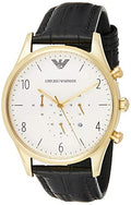 Emporio Armani Classic Chronograph White Dial Black Leather Strap Watch For Men - AR1892