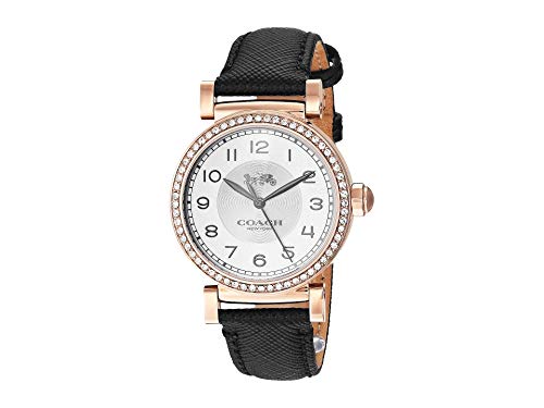 Coach Madison White Dial Black Leather Strap Watch for Women - 14503396