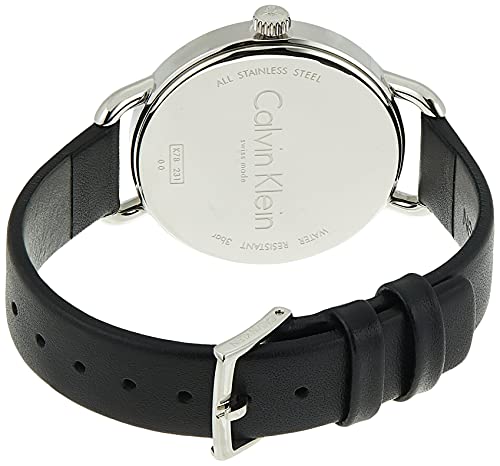 Calvin Klein Even Black Dial Black Leather Strap Watch for Women  - K7B231CZ