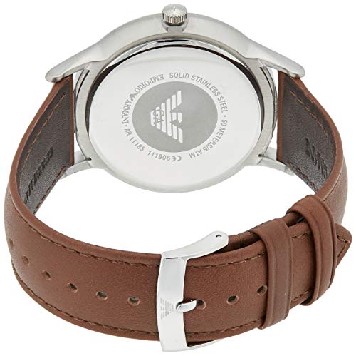 Emporio Armani Renato Quartz Silver Dial Brown Leather Strap Watch For Men - AR11185