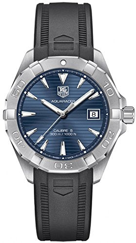 Tag Heuer Aquaracer Calibre 5 Automatic Blue Dial Black Rubber Strap Watch for Men - WAY2112.FT8021