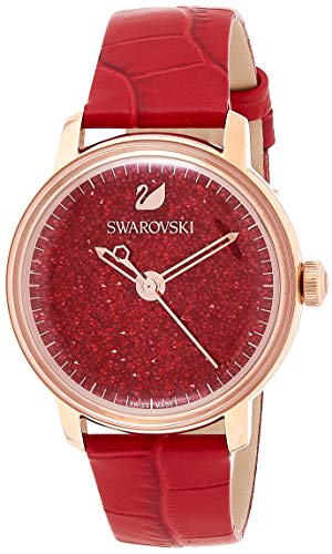 Swarovski Crystalline Hours Red Crystal Dial Red Leather Strap Watch for Women - 5295380