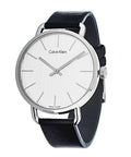 Calvin Klein Even White Dial Black Leather Strap Watch for Women - K7B211C6