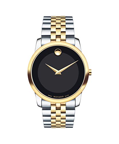 Movado Museum Classic Black Dial Two Tone Steel Strap Watch For Men - 606899