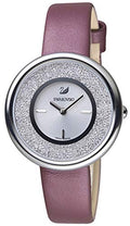 Swarovski Crystalline Silver Dial Purple Leather Strap Watch for Women - 5295355
