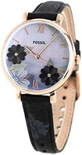 Fossil Jacqueline Mother of Pearl Dial Black Leather Strap Watch for Women - ES4535