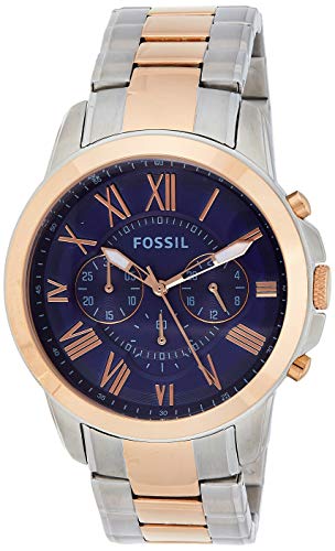 Fossil Grant Chronograph Blue Dial Two Tone Steel Strap Watch for Men - FS5024